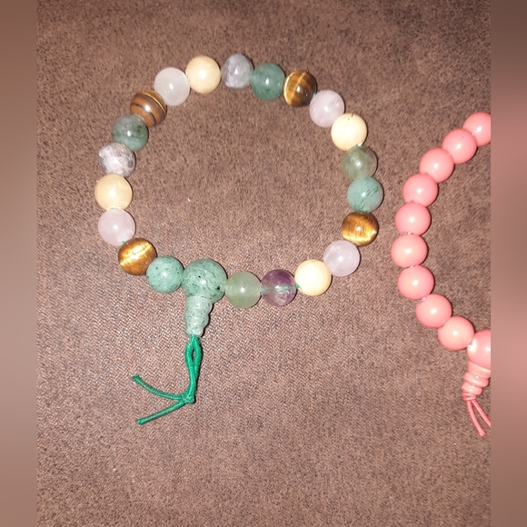 Gemstone mala bead bracelet and acrylic beaded bracelet - Picture 10 of 14